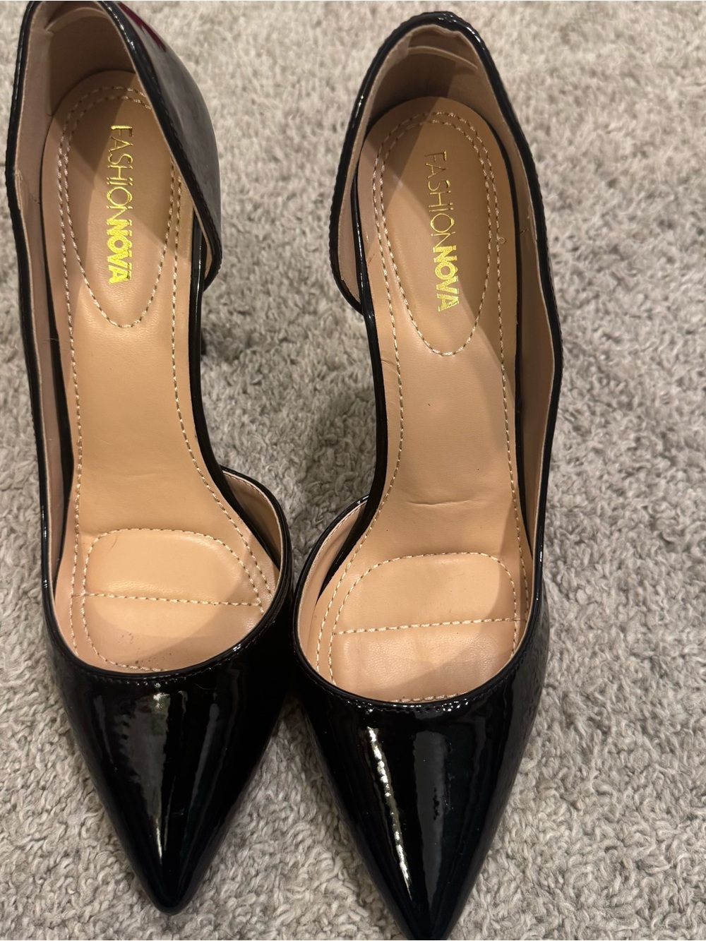 Fashion Nova Black Patent Pointed-Toe Stilettos